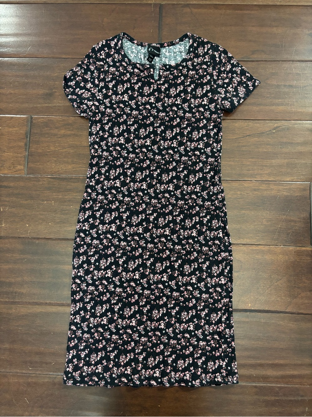 art class Black Dress with Pink Floral Print